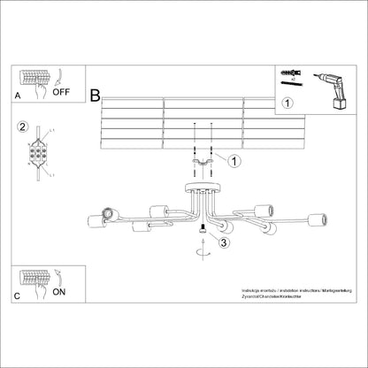 Moderne zwarte Kroonluchter TIMBO 8