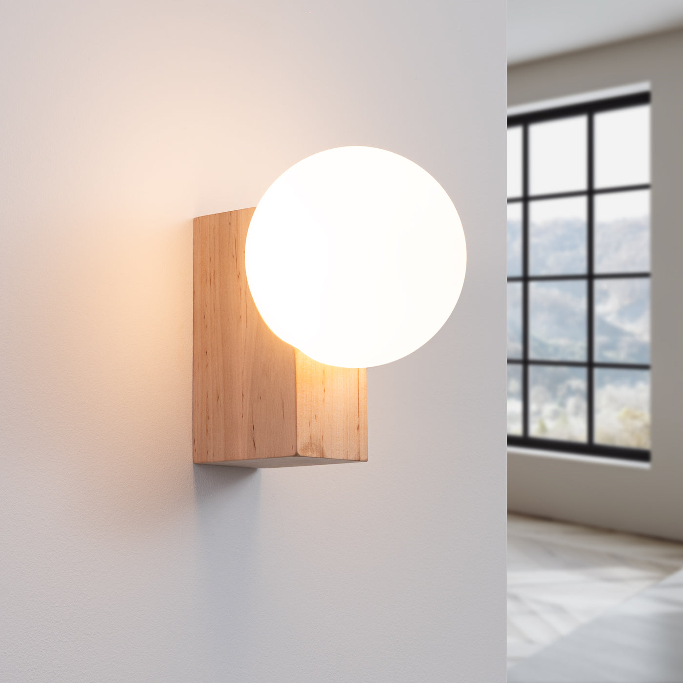 Wandlamp BULBO natuurlijk hout