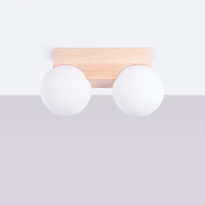 Plafondlamp BULBO 2 naturel hout