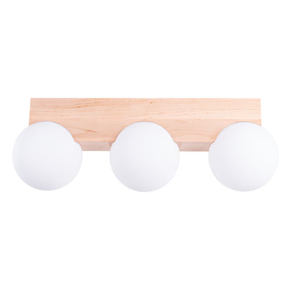 Plafondlamp BULBO 3 natuurlijk hout