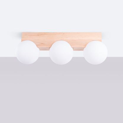 Plafondlamp BULBO 3 natuurlijk hout