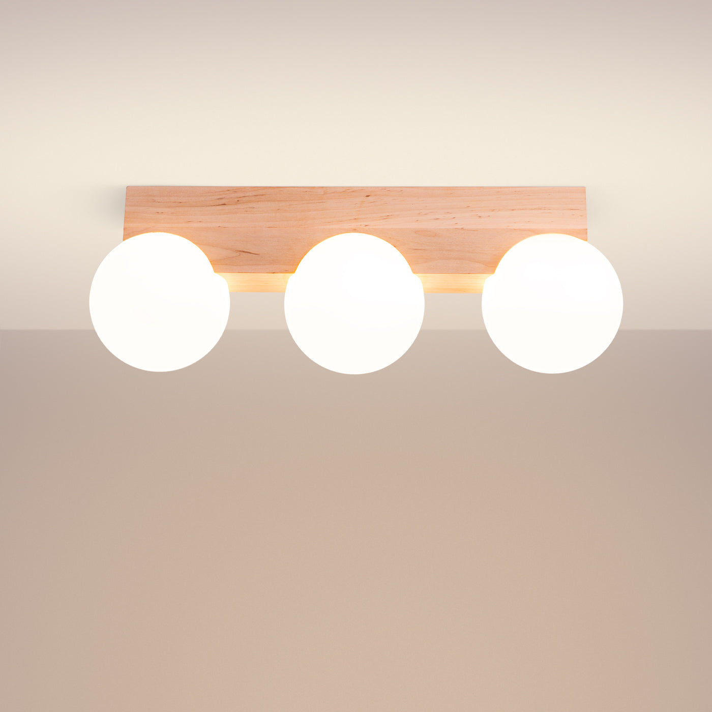 Plafondlamp BULBO 3 natuurlijk hout