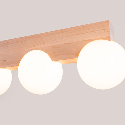 Plafondlamp BULBO 3 natuurlijk hout