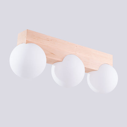 Plafondlamp BULBO 3 natuurlijk hout