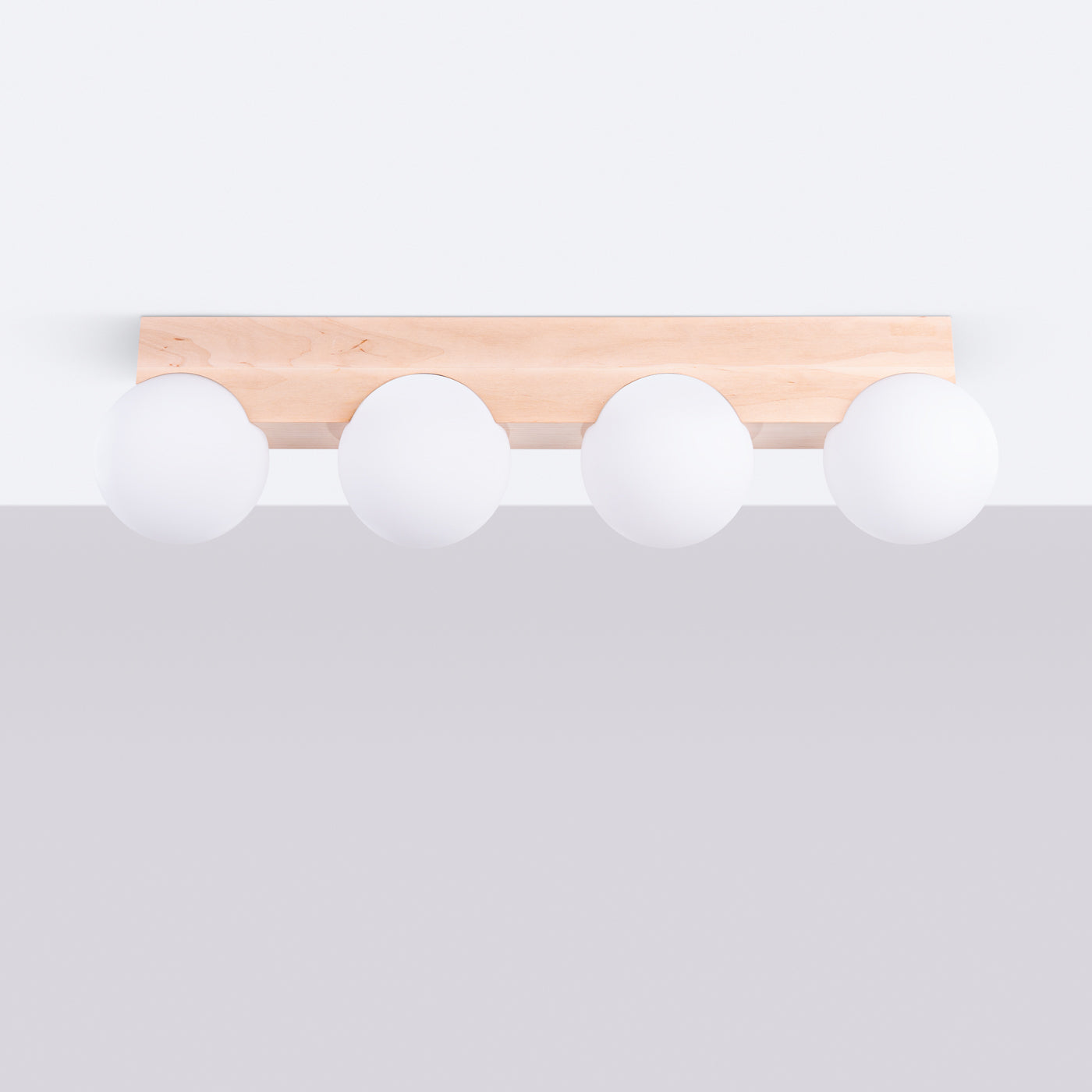 Plafondlamp BULBO 4 natuurlijk hout