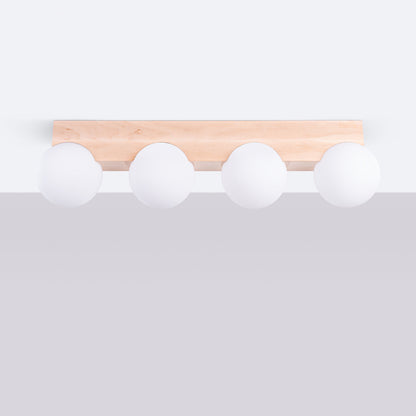Plafondlamp BULBO 4 natuurlijk hout