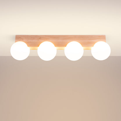 Plafondlamp BULBO 4 natuurlijk hout