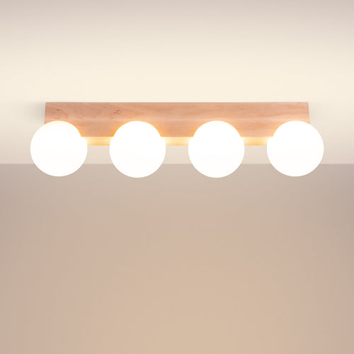 Plafondlamp BULBO 4 natuurlijk hout