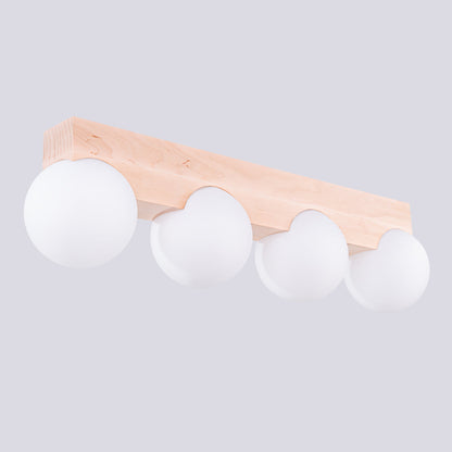 Plafondlamp BULBO 4 natuurlijk hout