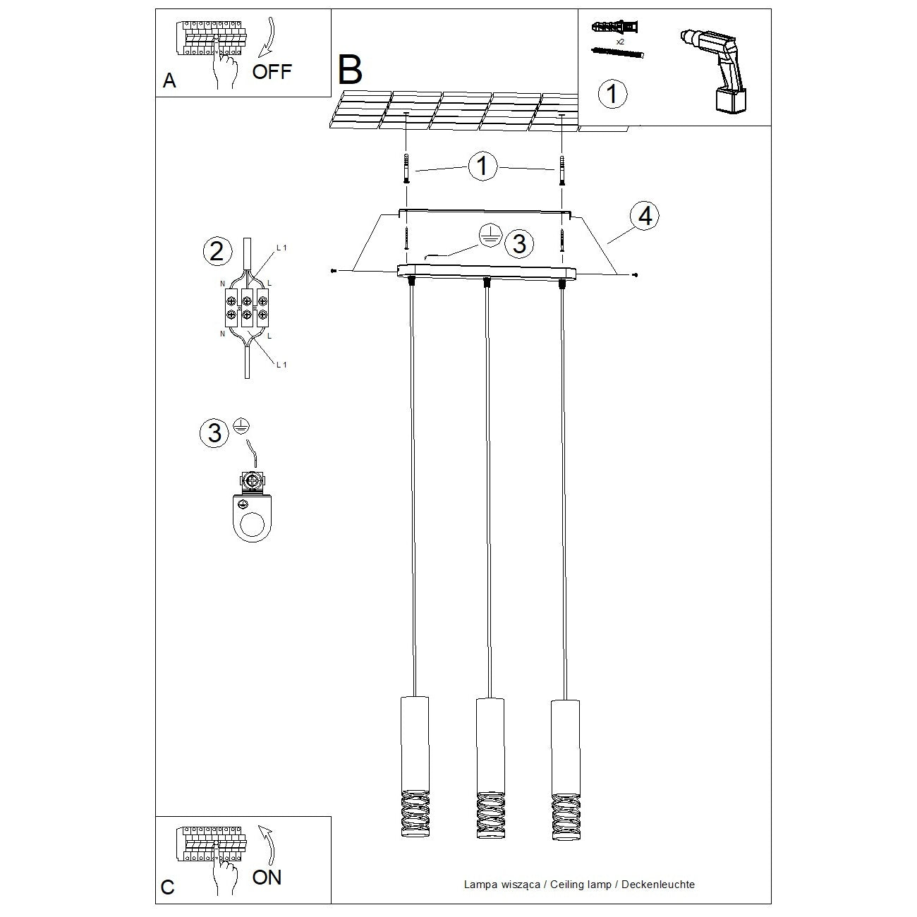 Hanglamp LAMI 3L wit